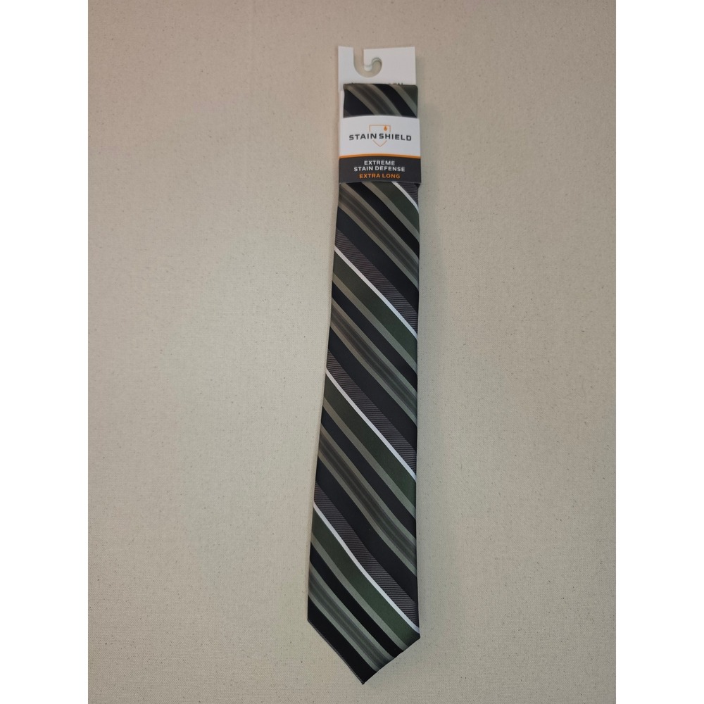 Van Heusen Tie Extra Long Green/Black Stripes NWT